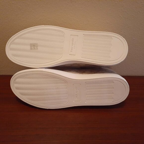 Kate Spade Erin Spade Flower Printed Leather Sneaker - Dark Mushroom Cap NIB - Picture 6 of 8